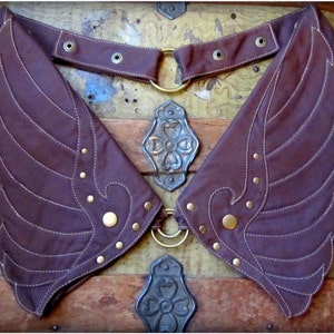 Utility Pocket Belt in Brown or Muted Purple ~ Steampunk Wings Canvas Brass ~ Adjustable Snaps XL Extra Large Burning Man Festival Hip Belt