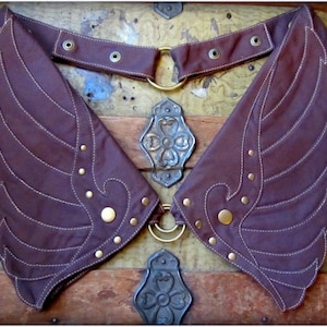 Utility Pocket Belt in Brown or Muted Purple ~ Steampunk Wings Canvas Brass ~ Adjustable Snaps XL Extra Large Burning Man Festival Hip Belt