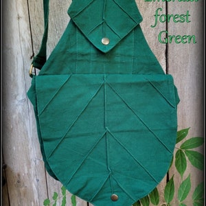 Leaf Backpack Book Messenger Bag Renaissance Fair Crossbody purse Elven Forest LARP cosplay, Fantasy Garb Yule, cottagecore image 6