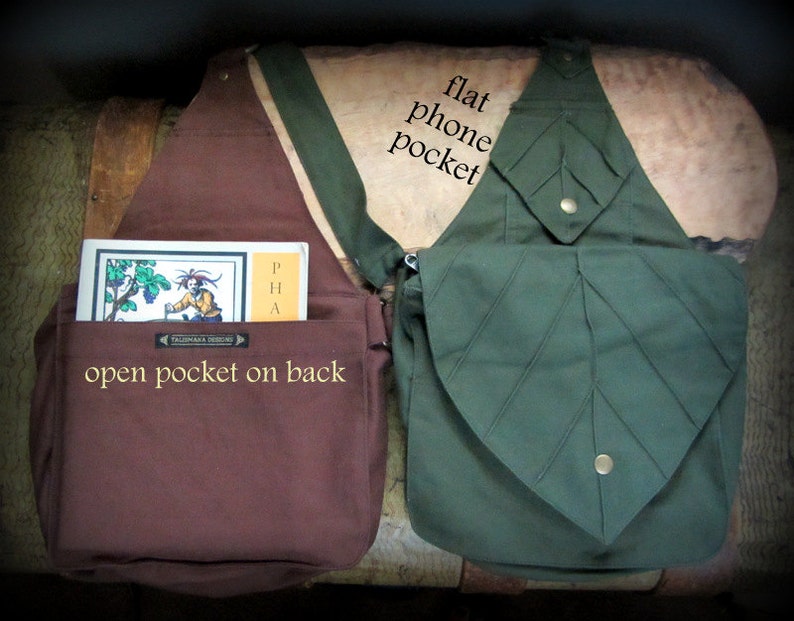 Leaf Bag Backpack Book Messenger Purse Green Brown Black Etsy