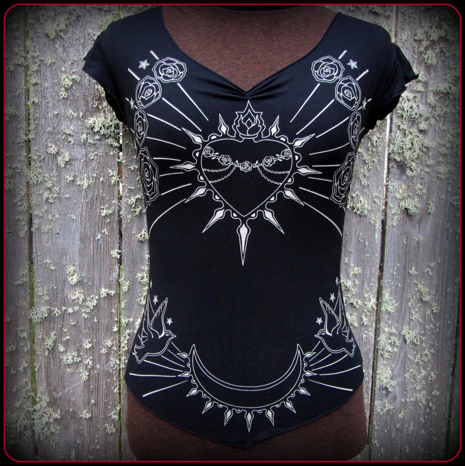 Goddess Virgin Mary Occult Tattoo Shirt ~ Immaculate Heart Crescent M…