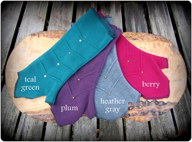 arm warmers red purple teal black or gray fleece armwarmer brass stud detail for steampunk flavor image 2