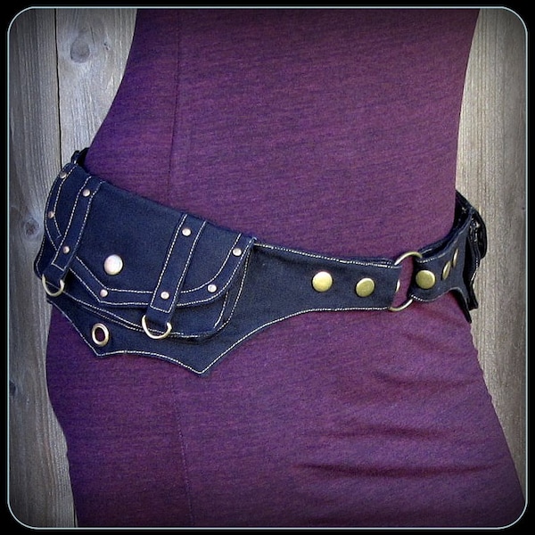 Utility belt in three colors , Burning man belt ~  vegan canvas pocket belt ~ Festival clothing, Festival Belt, Steampunk Belt Bag