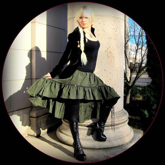 Green Steampunk Skirt Stripes Pirate 