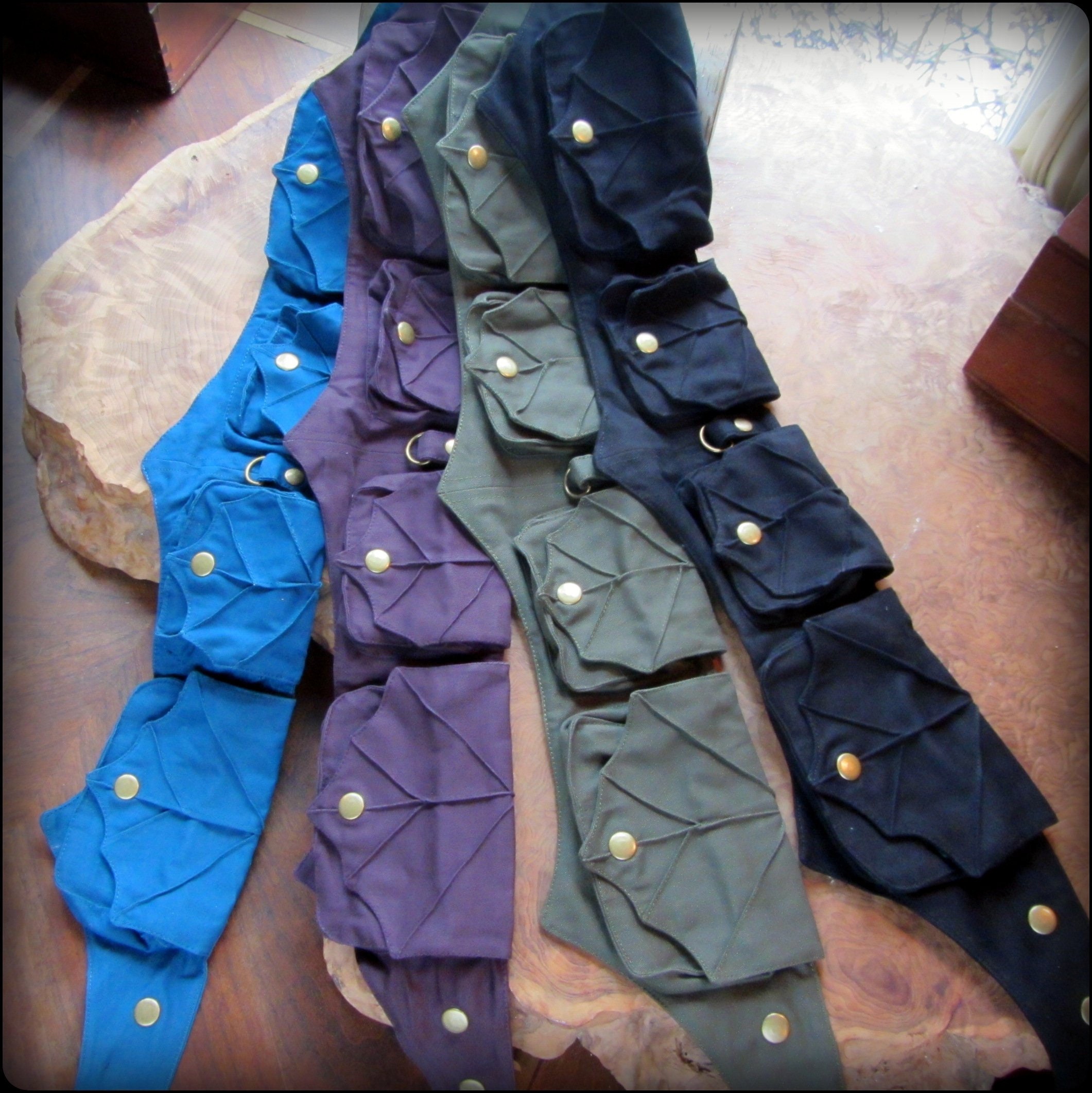 Utility belt bag w/ Forest Fairy Fantasy Leaf belt, vegan canvas fest…