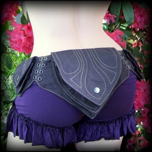 Utility belt bag in vegan purple canvas Festival belt, hooping clothing, hip belt, Burning Man Holster bag, pocket belt bag, yoga belt bag image 4