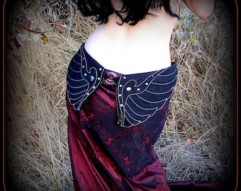 Utility Belt ~ Dark Angel Wings Hip Belt Bag w/ Pockets ~ Black Canvas Fabric ~ Vegan ~ Mother of Dragons Cosplay ~ Steampunk ~ Pocket belt