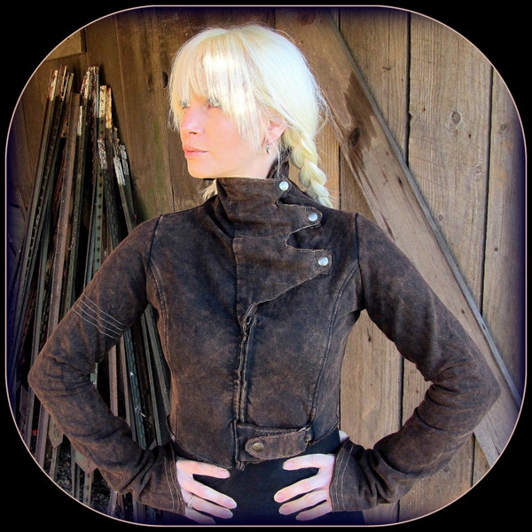 Steampunk Coat ~ Post Apocalyptic clothing, Burning Man Cropped Jacket w/ Brass ~ Festival style,  Airship Pirate Mad Max Wasteland Weekend