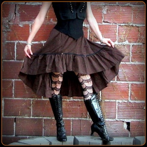 Steampunk Skirt ~ Brown Striped Pirate Skirt ~ Victorian Bustle Skirt ~ Steampunk clothing Renaissance Costume Cosplay Garb fits S ~ XL