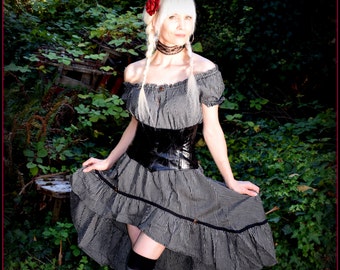 Steampunk Peasant Blouse ~ Pirate Shirt ~ Striped Renaissance Festival garb Victorian Off Shoulder Top ~ Halloween Costume Wench Cosplay