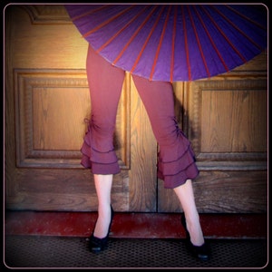 Ruffle Capri Pants Bloomers ~ Steampunk Belly Dance Burning Man Festival Clothing ~ Tango Dance Pants ~ Hooping Yoga Wear 3 colors