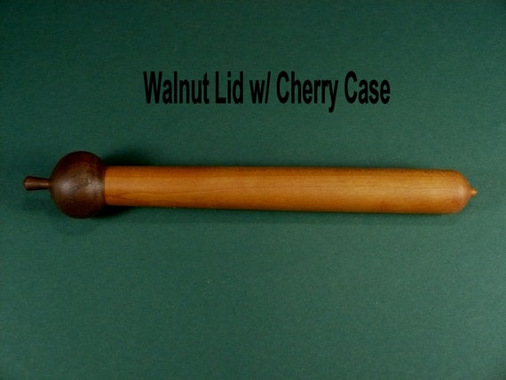 Wood Acorn Bead Needle Case. Hand turned. Approximately 6 1/4” long and 7/8” in diameter. Available in six different combinations of wood.
