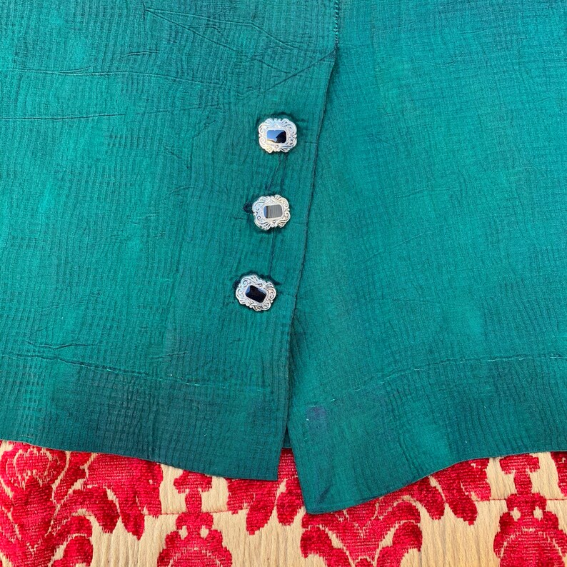 Vintage Shimmering Iridescent Emerald Green Pencil Skirt