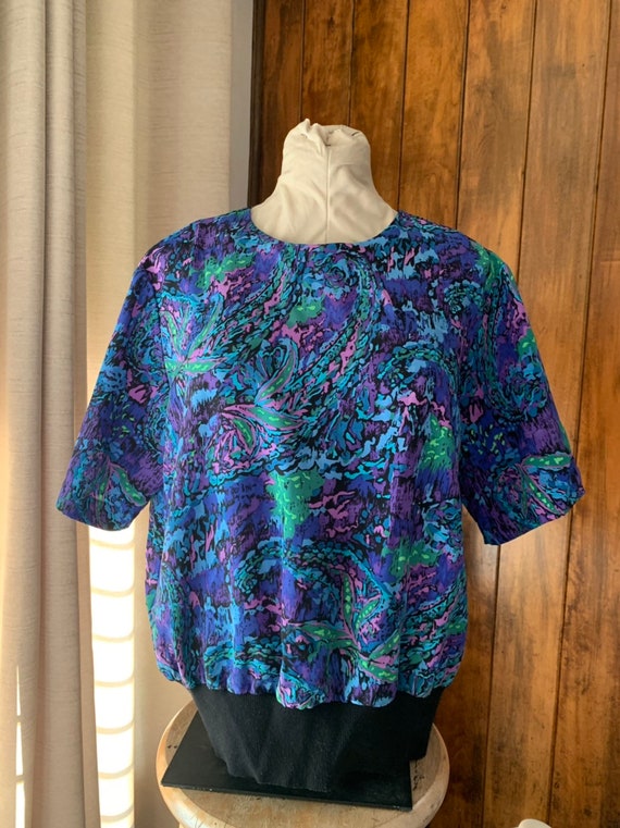 Vintage 1980s New Wave Blouse | Large