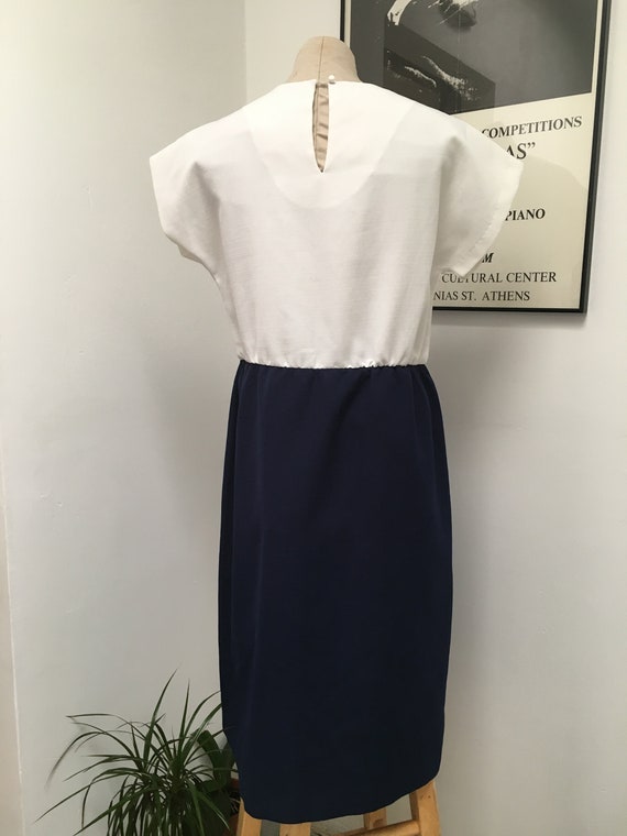 Vintage Joan Curtis Navy and White Dress - image 2