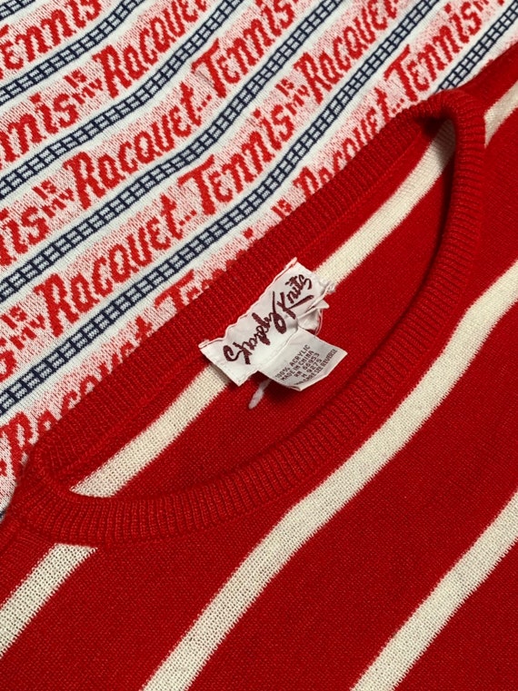 Vintage 1980’s Nautical Red & White Knit Sweater - image 5