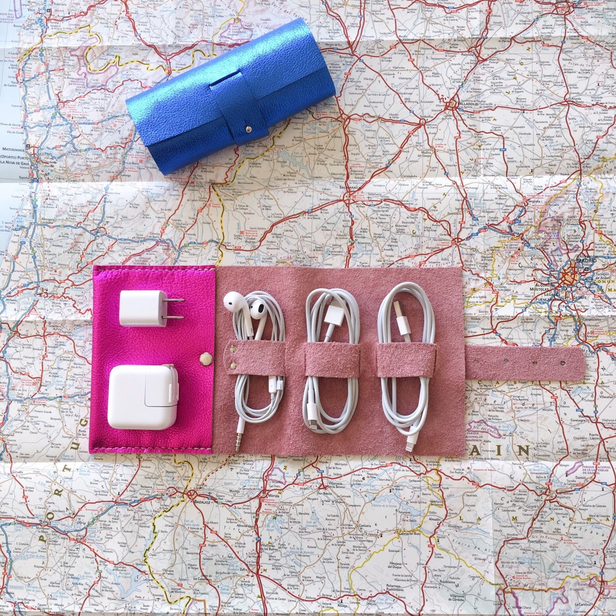 Leather Cord Wrap Cable Organizer Travel Case Etsy UK