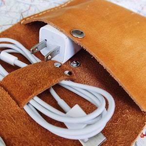 Leather Cord Wrap Cable Organizer Travel Case image 8