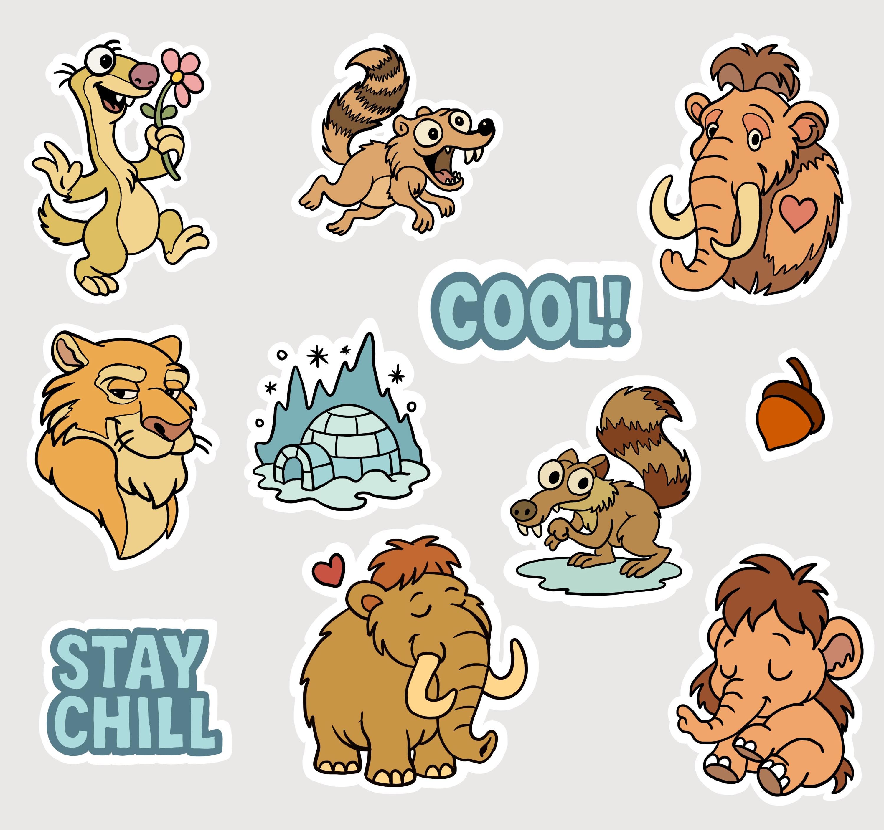 Ice age animal art - Etsy België, image size:3000x2818