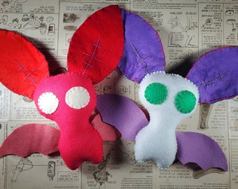 Handsewn Felt Bat: Customizable Plush, 5 Color Options