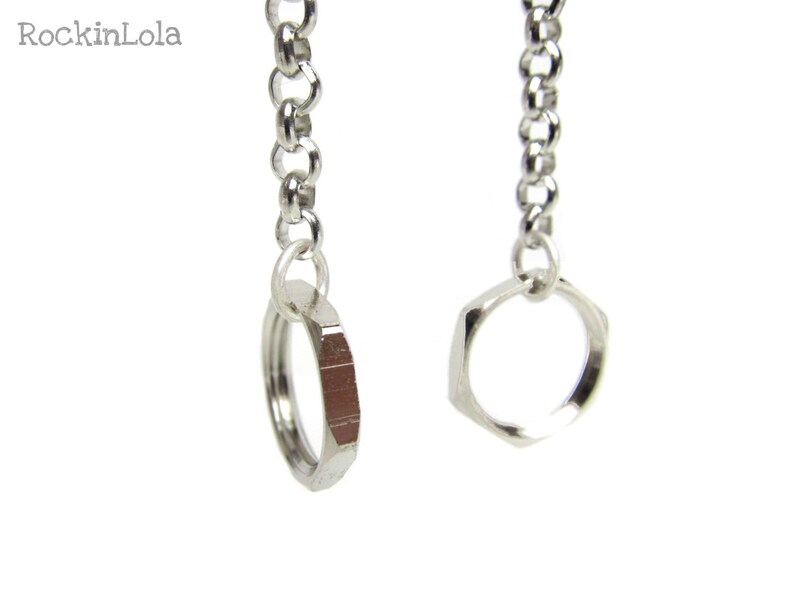 Hex Nut Dangle Earrings Hardware Earrings Sterling Silver Etsy