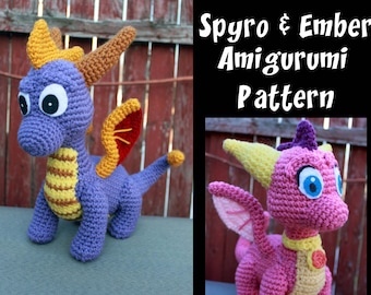 Crochet Pattern: Spyro and Ember Inspired Dragon Amigurumi PDF Instant Download