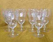 Set of 6 Libbey Rock Sharpe Crystal iced tea water goblets pattern 2018-5 polished cut glass stemware wedding entertaining fine dining