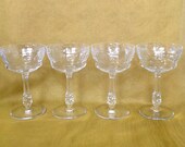 Set of 4 Libbey Rock Sharpe Crystal champagne coup tall sherbet pattern 2018-5 polished cut glass stemware wedding entertaining fine dining