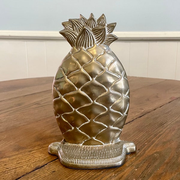 Brass pineapple single bookend book end gold metal desk library office bookshelf decor regency tropical cottage style