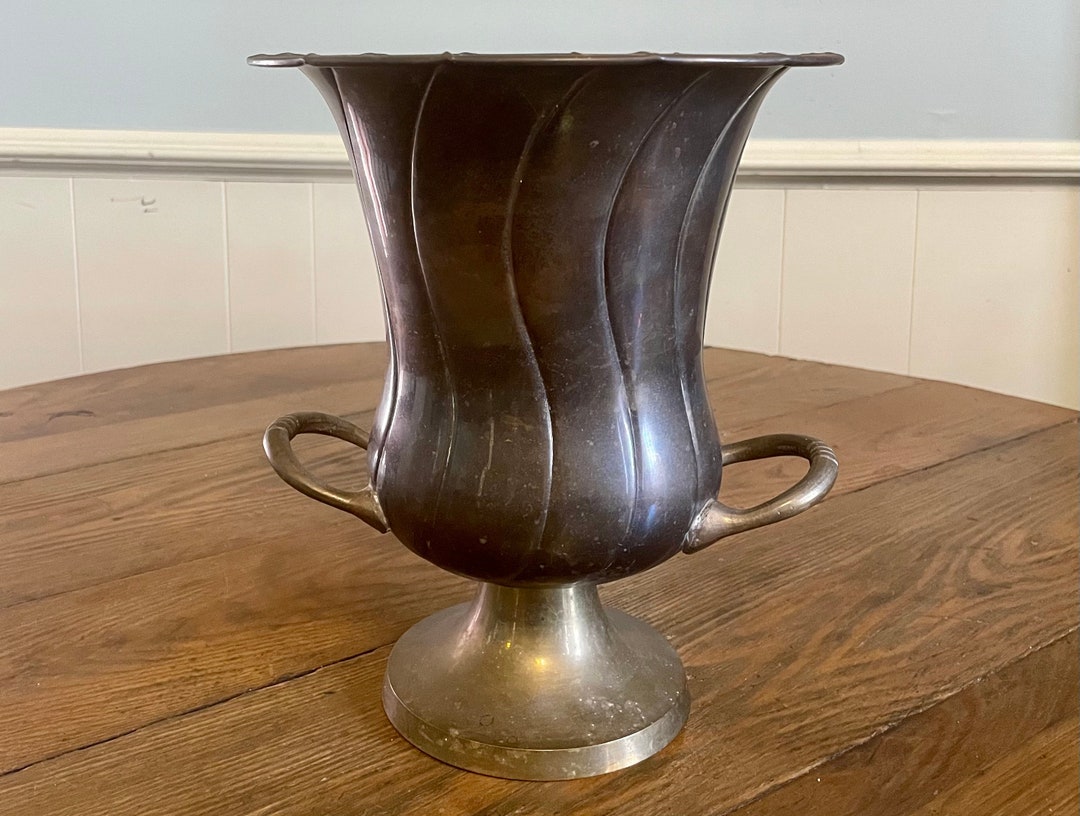 Brass Champagne Trophy Urn Large Double Handled Vase Planter Etsy