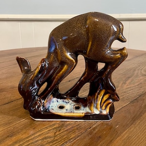 7” ceramic pottery deer/gazelle figurine art deco mid century home decor