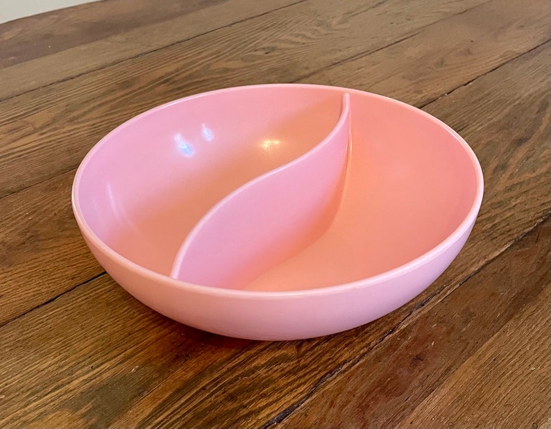 Pink Melmac Divided Serving Bowl Made by Sunvalley Chicago Etsy