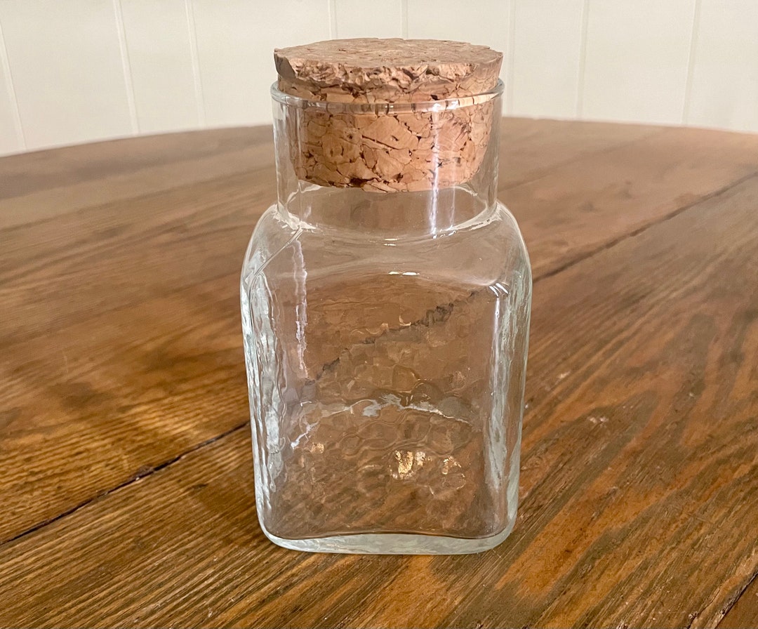 Glass Canister Apothecary Jar Cork Stopper Clear Textured Etsy
