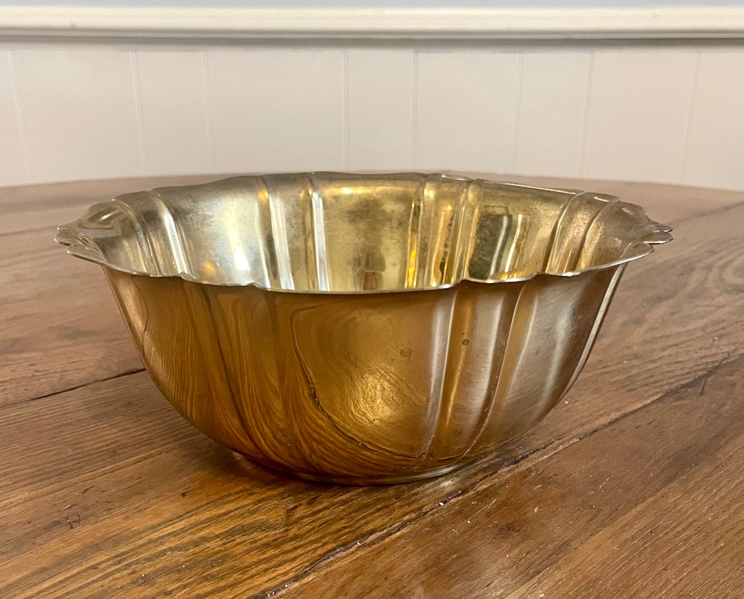 Round Brass Bowl Planter Flower Pot Gold Metal Bohemian Boho Etsy