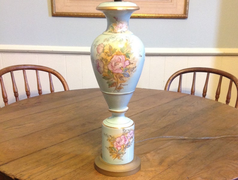 Antique French Porcelain Table Lamp Hand Painted Signed By Artist Fl Romantic Cottage Style Parlor Bedroom Boudoir Lighting Home Decor