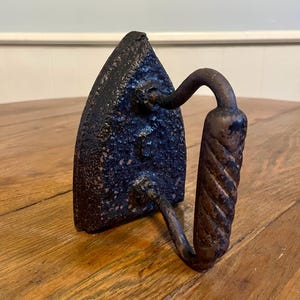 Antique Cast Iron Flat Iron: Rustic Farmhouse Doorstop Bookend