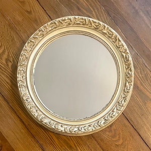 Vintage Molded Plastic Mirror // Ornate Gold Scroll Plastic Framed