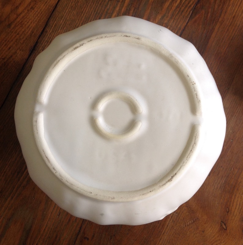 Money bag sack cookie jar collectible pottery by Terrace Ceramics from Shawnee mold white matte kitschy country cottage style kitchen decor