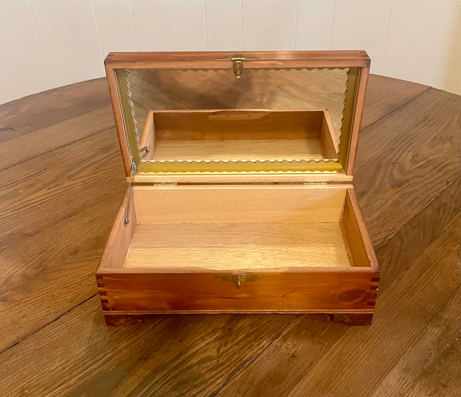 Embossed Cedar Wood Jewelry Box With Decoupaged Cottage Scene Etsy