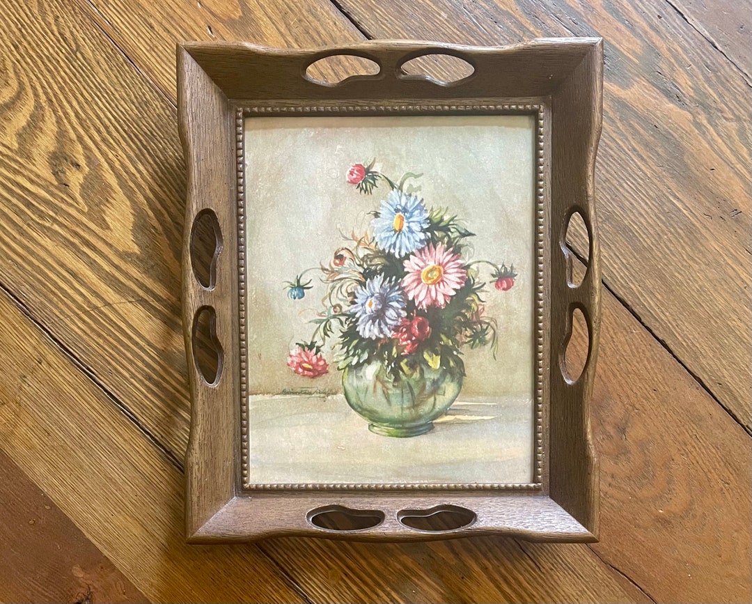 Countess Zichy Floral Still Life Lithographic Cardboard Print in Faux