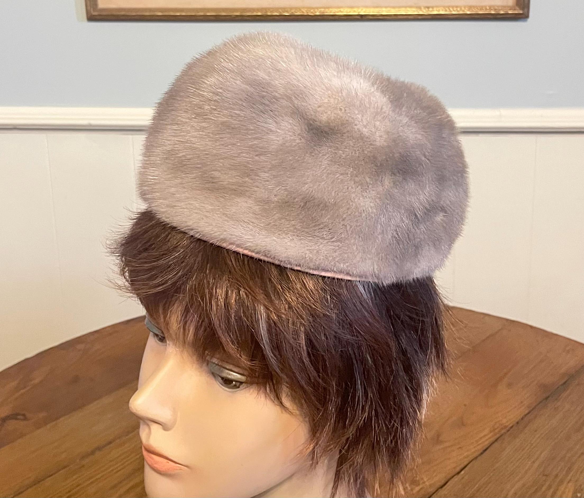 Vintage Gray Mink Fur Pillbox Hat - Amrose New York - Size  display picture 3