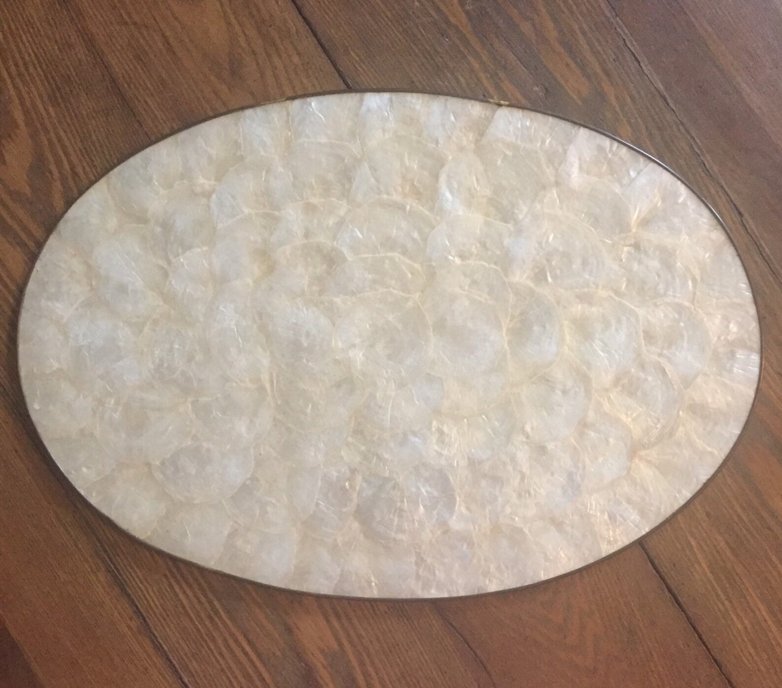 Capiz Shell oval tray placemat white windowpane oyster shell Etsy