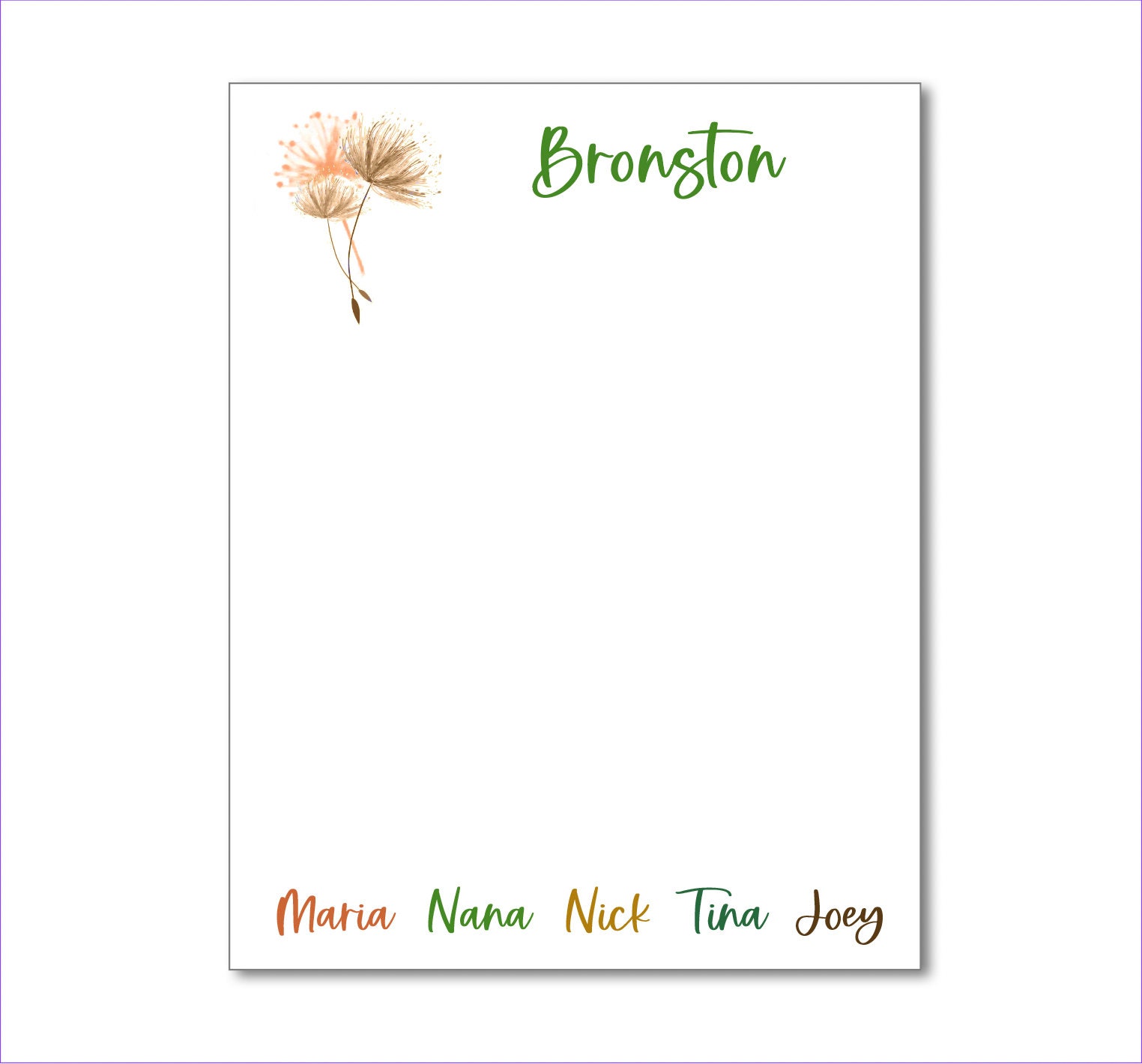 PERSONALIZED FAMILY Notepads any Color and in 2 Sizes Sets Etsy