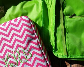 Chevron monogram bible cover, quatrefoil monogram bible cover, bible carrier, bible bag, embroidered monogram bible case, pink chevron bible