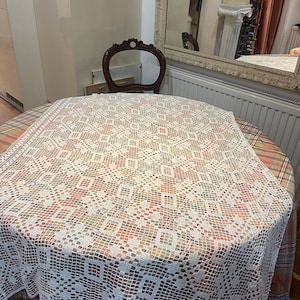vintage cotton white tablecloth