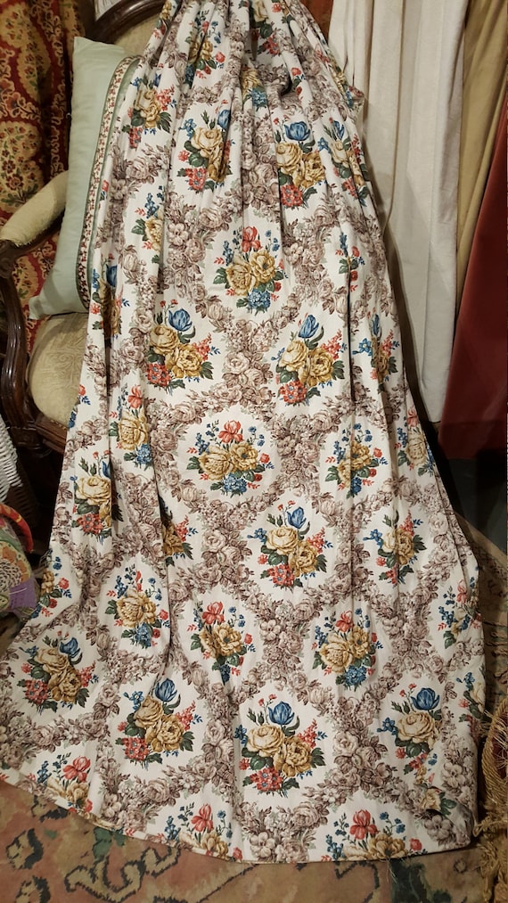 pair of vintage bark cloth curtains
