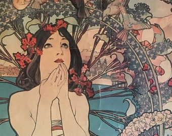 Alphonse Mucha - 1897 Monaco Monte-Carlo Promotional Poster - vintage oversized reprint published by The Art Institute of Chicago
