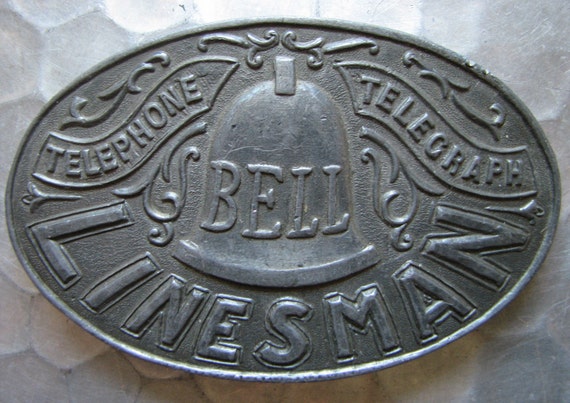 Pewter Buckle - Bell Telephone & Telegraph Linesman  - Organized Labor Union Insignia