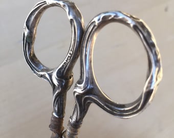 Art Nouveau Composite Sterling and Steel scissors