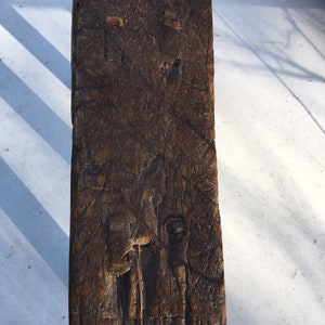 Antiguo pequeño banco de trabajo de madera dura hecho a mano increíblemente patinado imagen 2